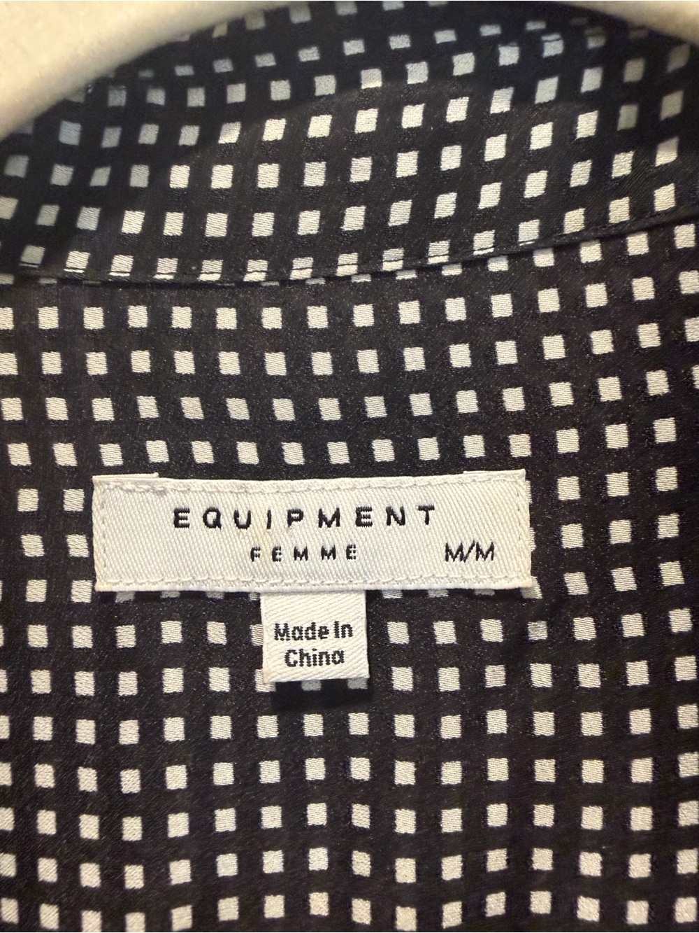 Equipment Femme Black & White Square-Print Button Shirt